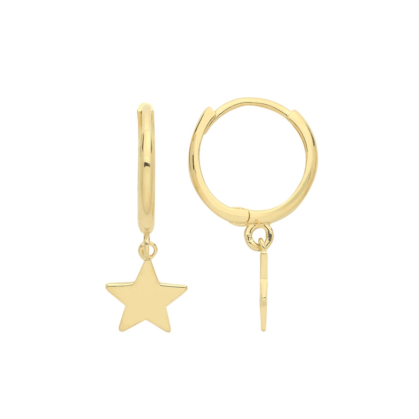 9ct Hoop Star Drop Earrings