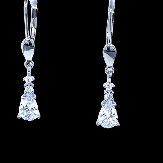 9ct White Gold Cubic Zirconia Pear Drop Earring