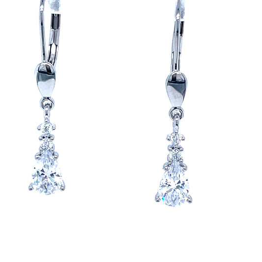 9ct White Gold Cubic Zirconia Pear Drop Earring