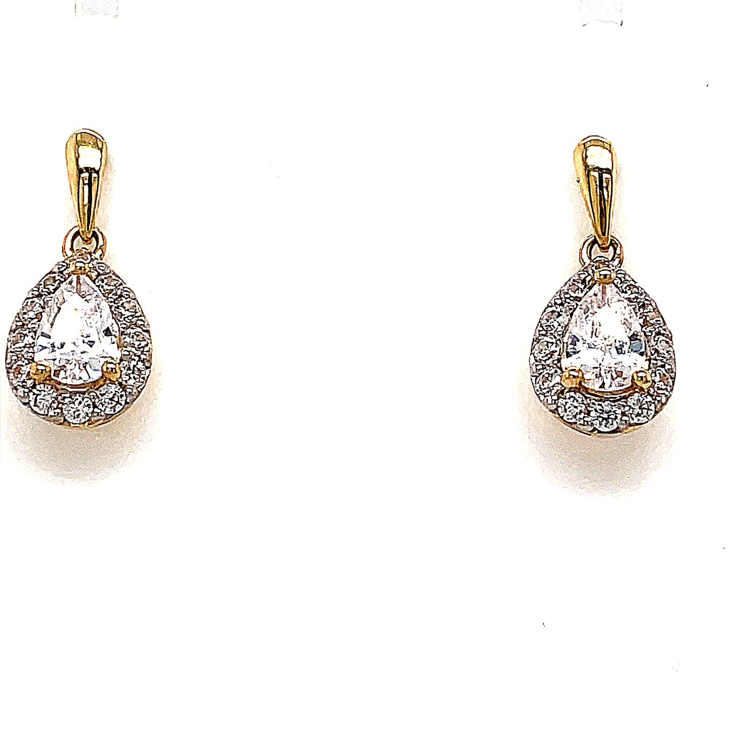 9ct Cubic Zirconia Drop Pear Cluster Earring