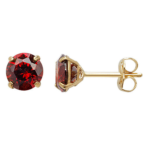 9ct Cubic Zirconia Garnet January Birthstone Earring