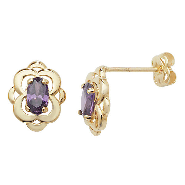 9ct Purple Stone Fancy Earring