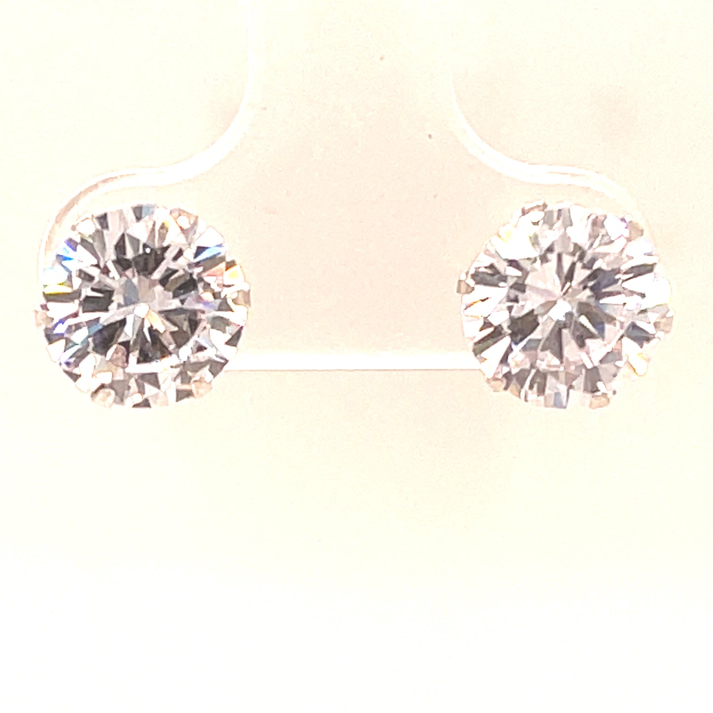 9ct White Gold 8mm Cubic Zirconia Earrings