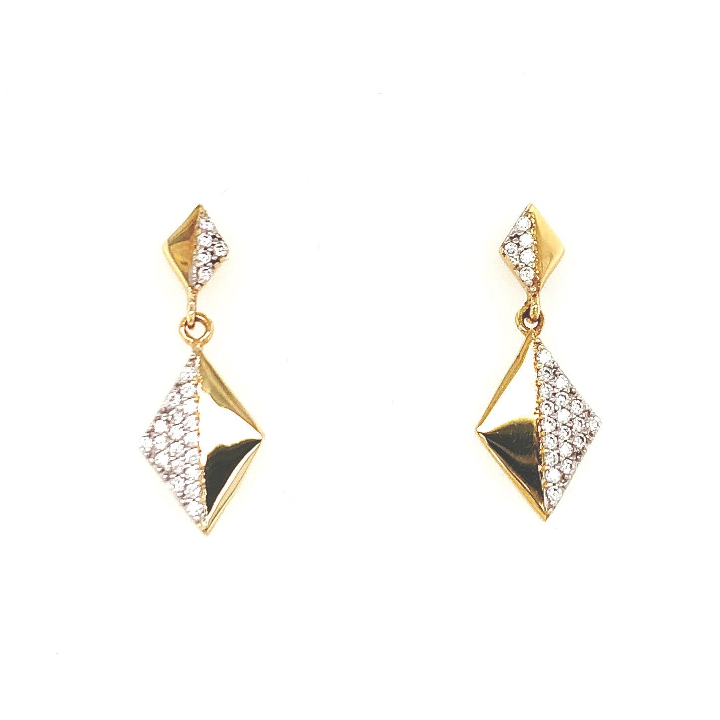 9ct Cubic Zirconia And Polished Drop Earrings