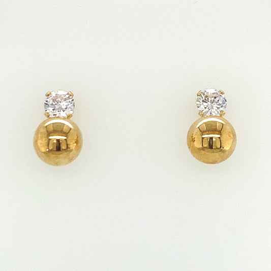 9ct Cubic Zirconia Ball Stud Earrings