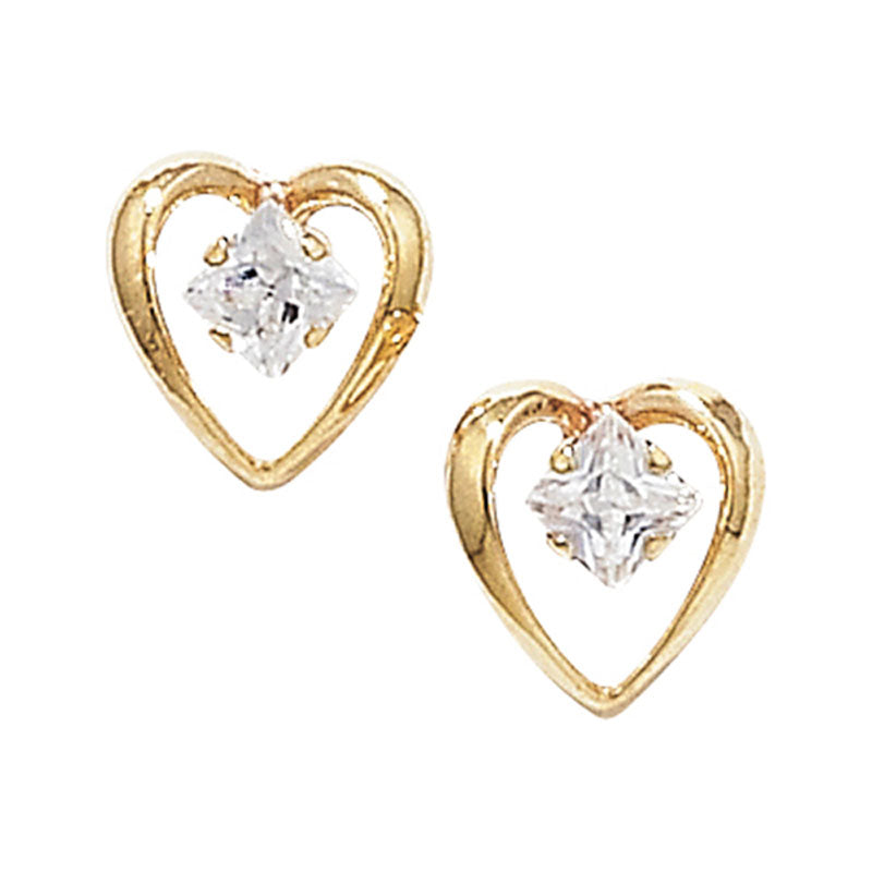 9ct Open CZ Heart Earrings