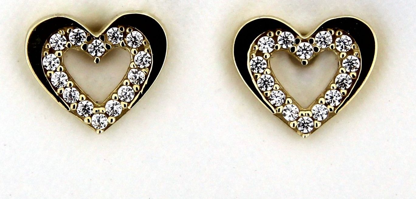 9ct Cubic Zirconia Heart Earrings