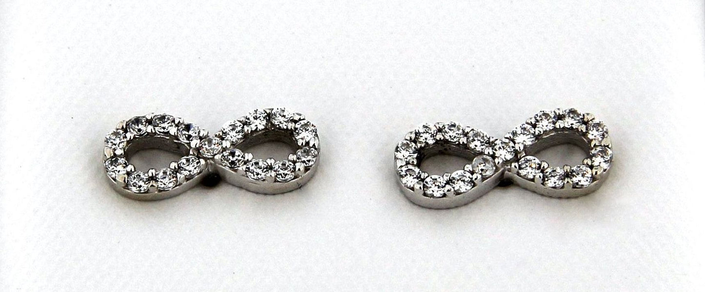 9ct White Gold Cuibic Zirconia Infinity Earrings