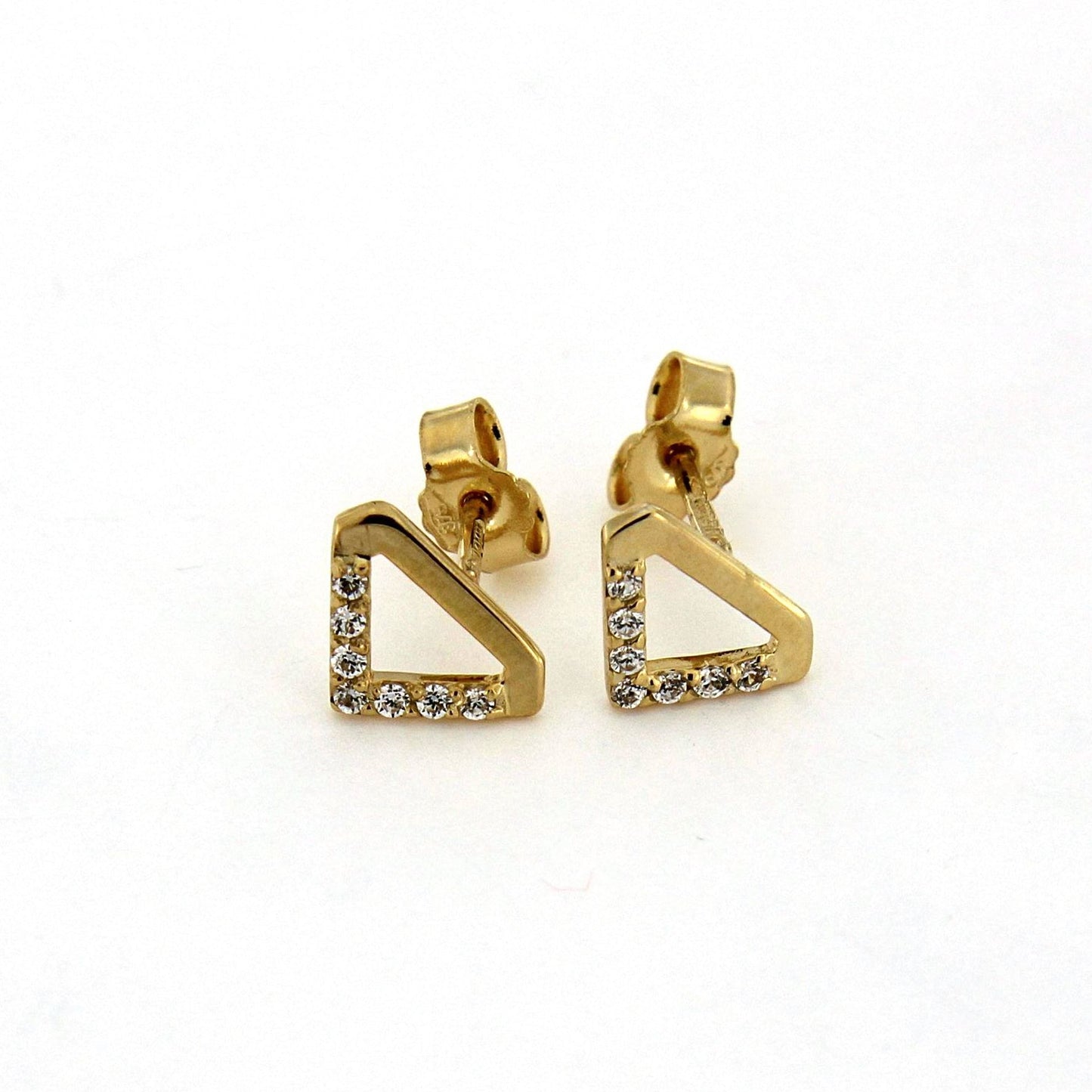9ct Triangle Cubic Zirconia And Polished Earrings