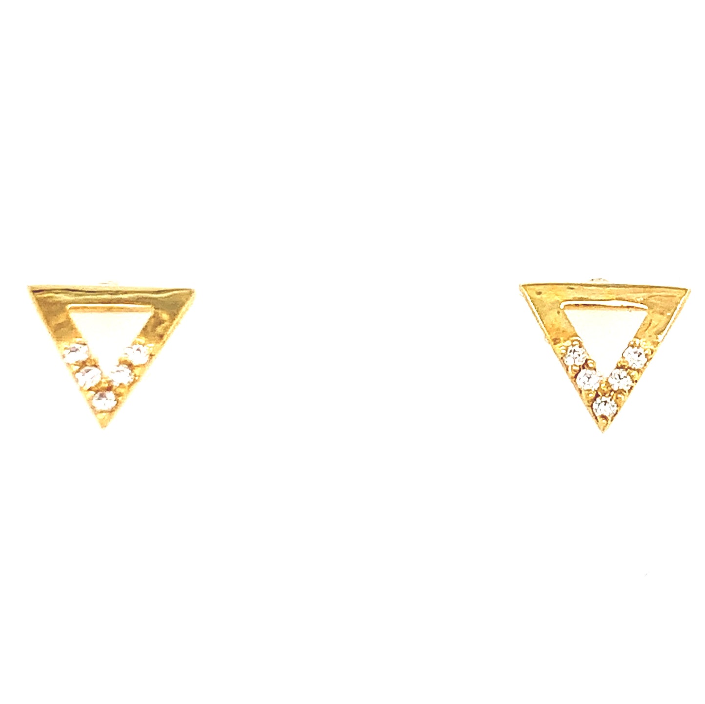 9ct Triangle Cubic Zirconia And Polished Earrings