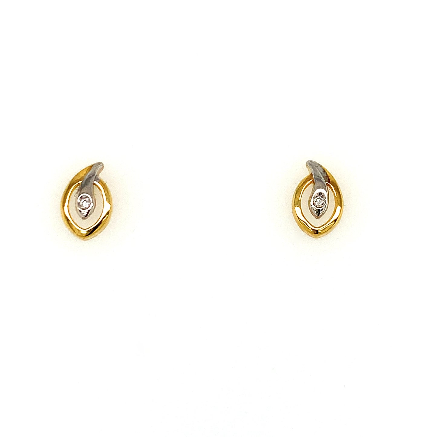 9ct Cubic Zirconia Two Tone Stud Earrings