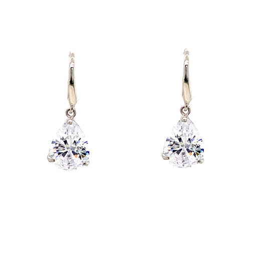 9ct White Gold Pear Shaped Cubic Zirconia Earrings