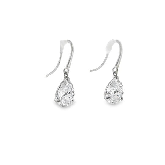 9ct White Gold Pear Shaped Cubic Zirconia Earrings