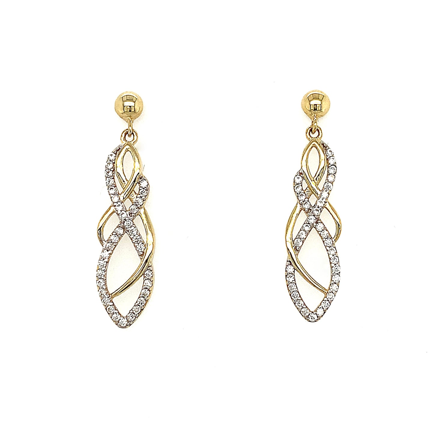 9ct Cubic Zirconia Long Drop Earrings