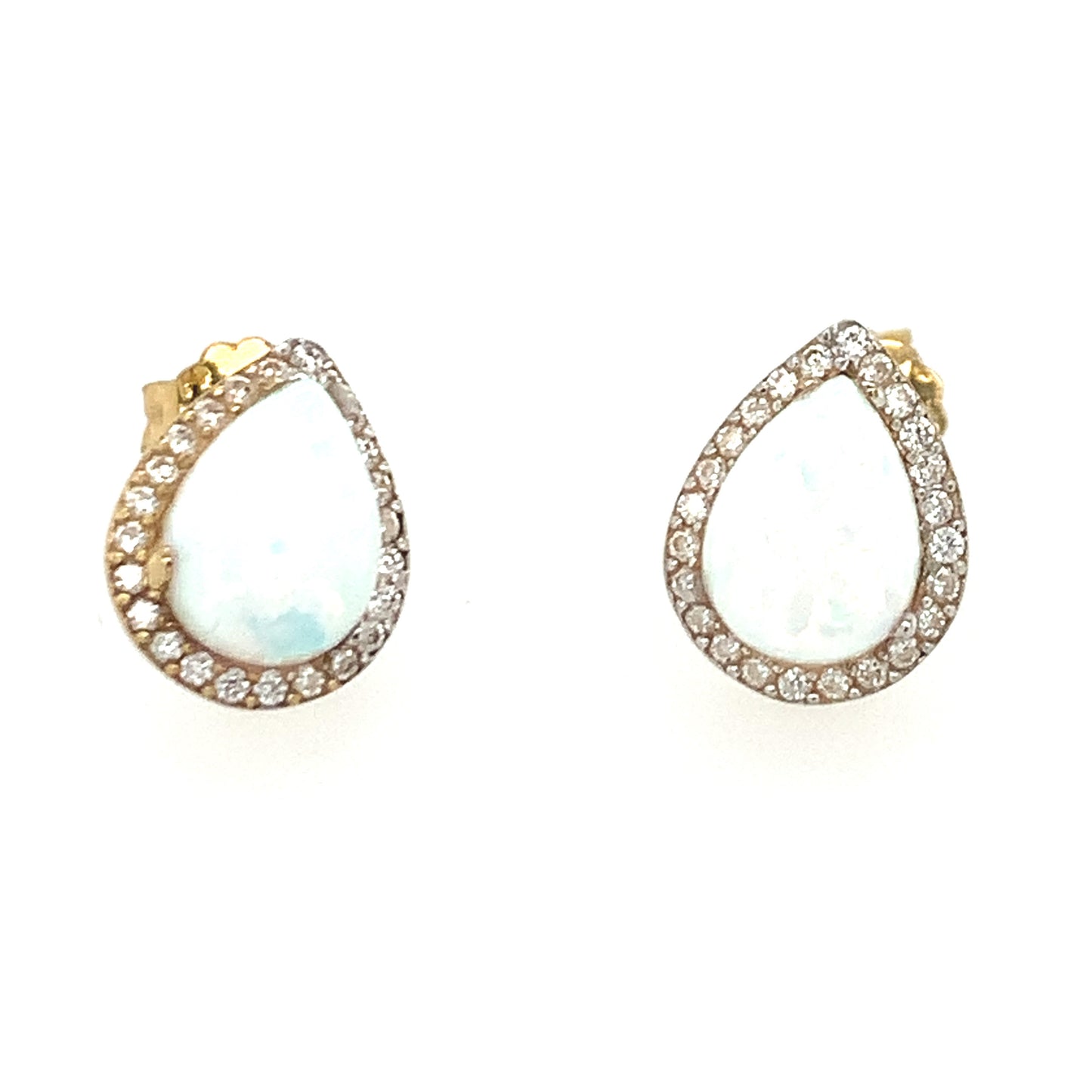 9ct Opal And Cubic Zirconia Earrings