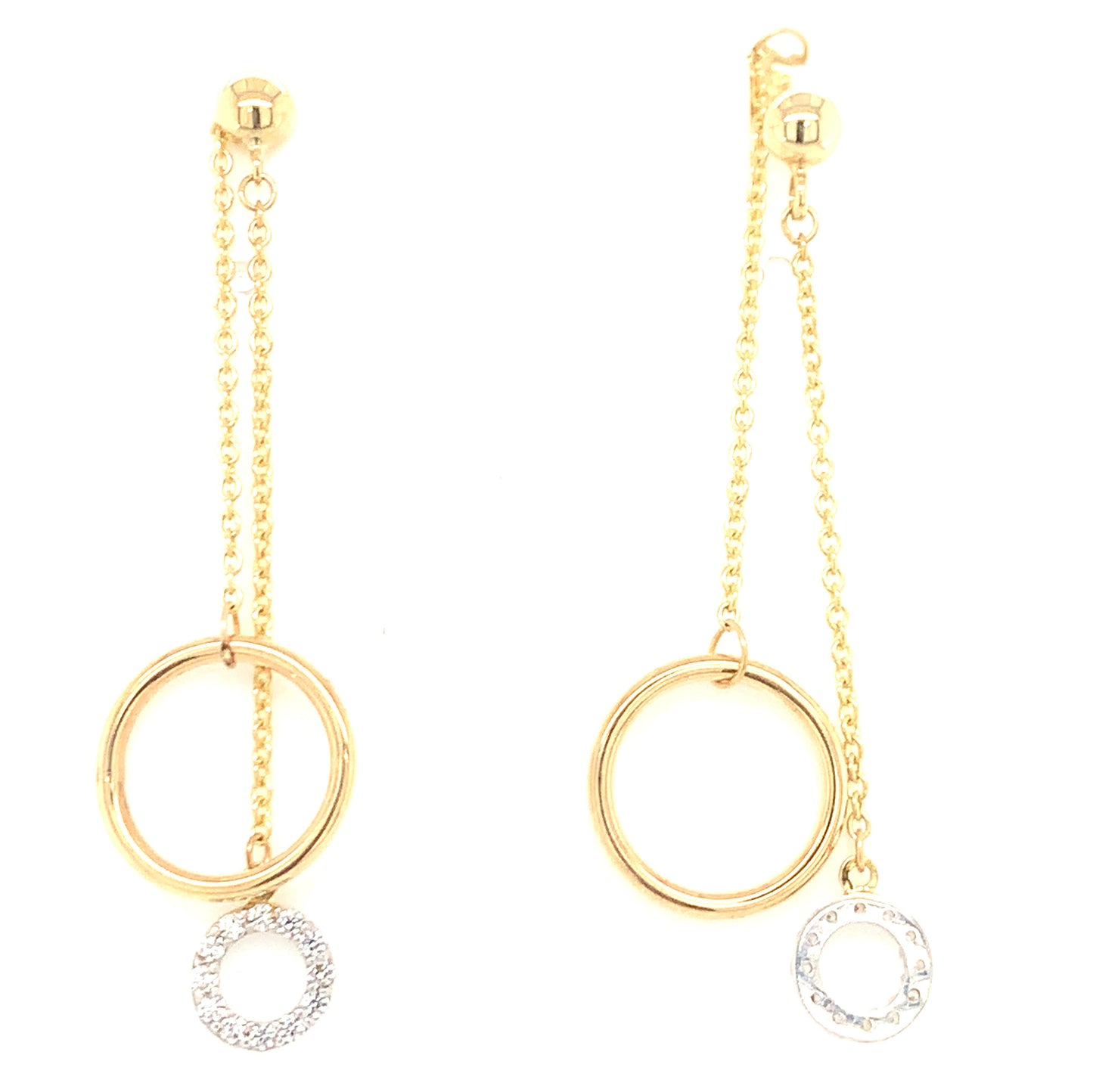 9ct Two Colour Cubic Zirconia Drop Earrings