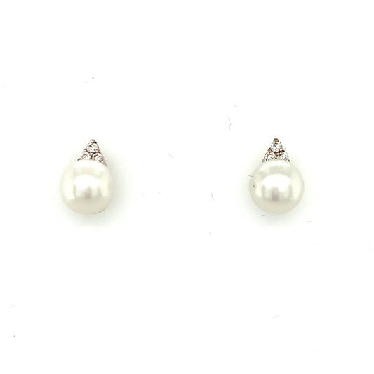 9ct Pearl And Cubic Zirconia Earrings