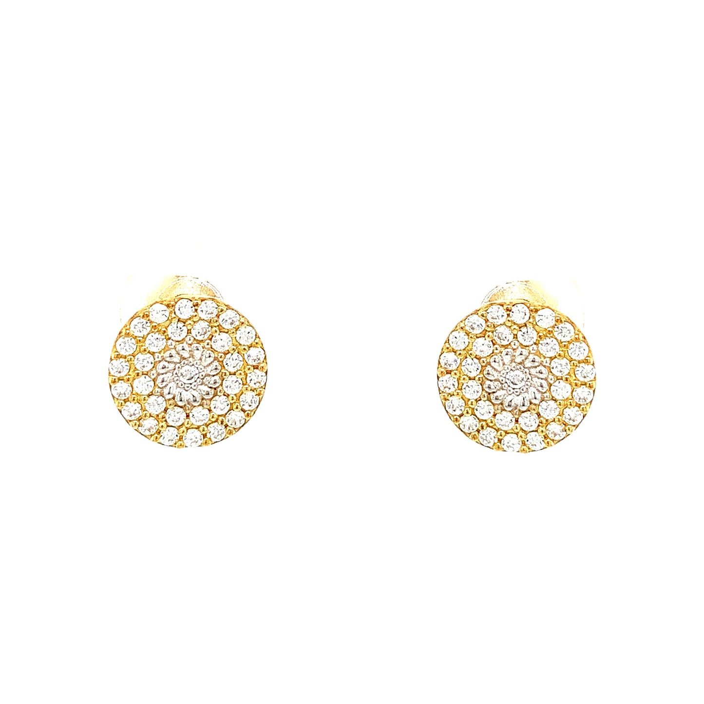 9ct Cubic Zirconia Circle Cluster Earrings