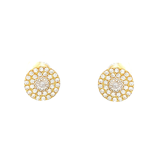 9ct Cubic Zirconia Circle Cluster Earrings