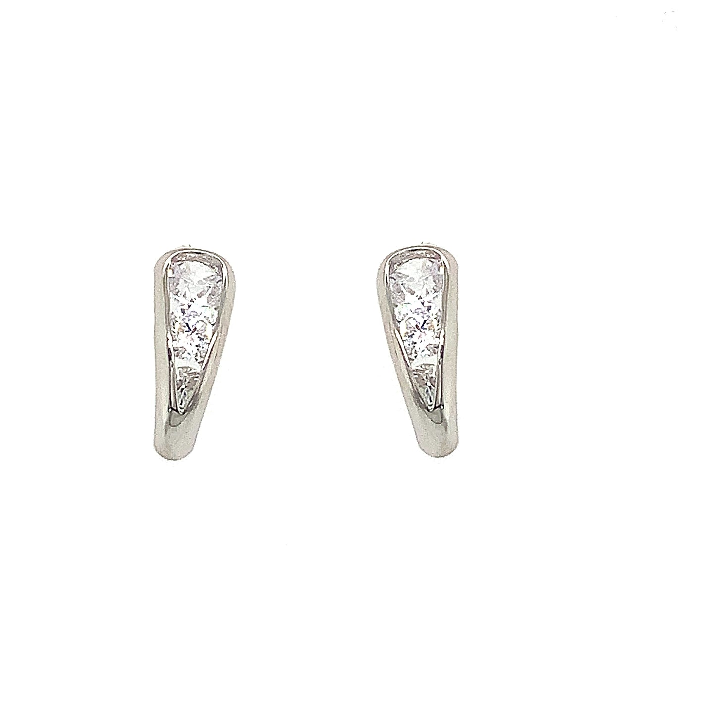 9ct White Gold Cubic Zirconia Half Hoop Earrings