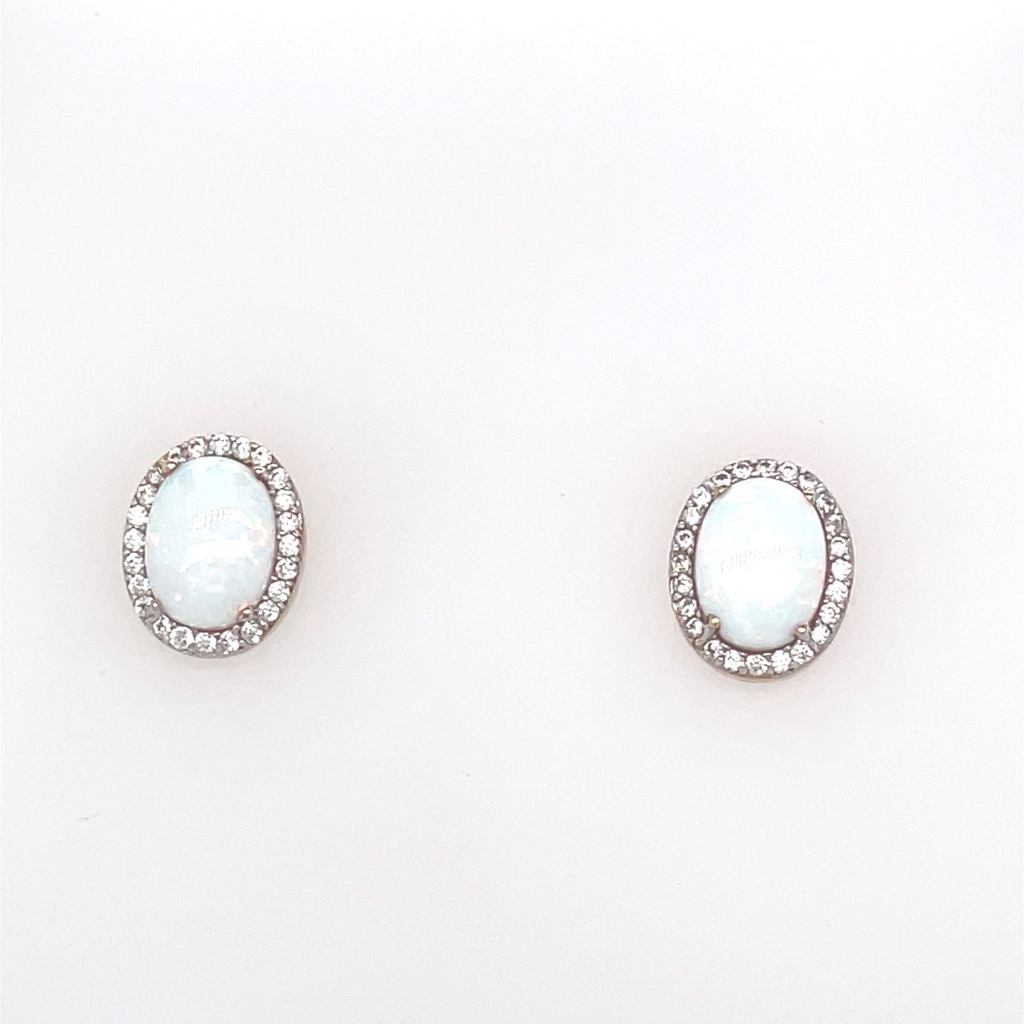 9ct Opal And Cubic Zirconia Earrings