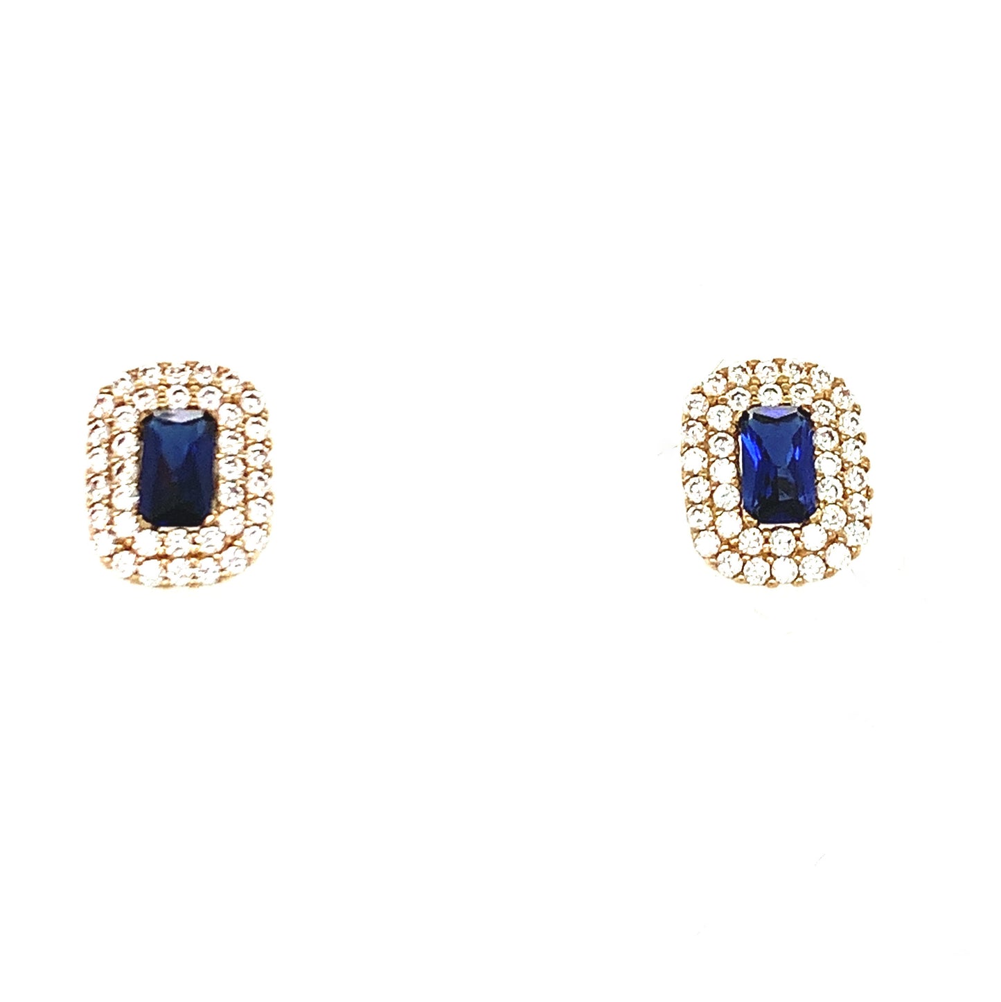 9ct Sapphire And Cubic Zircobnia Earrings