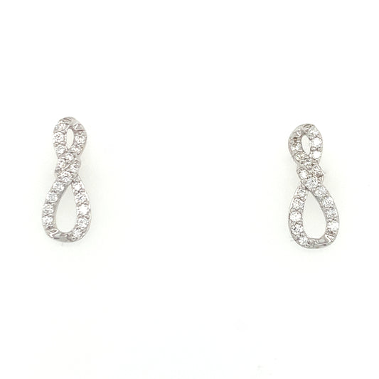 9ct White Gold Cubic Zirconia Figure Of Eight Earrings