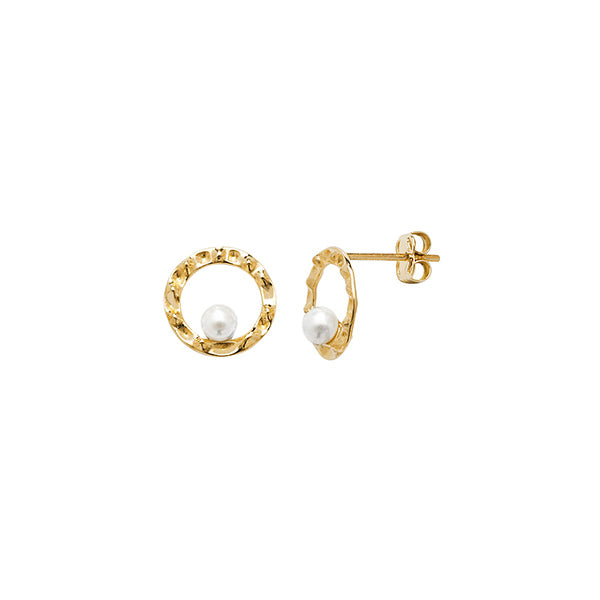 9ct 3mm Pearl Open Circle Earring