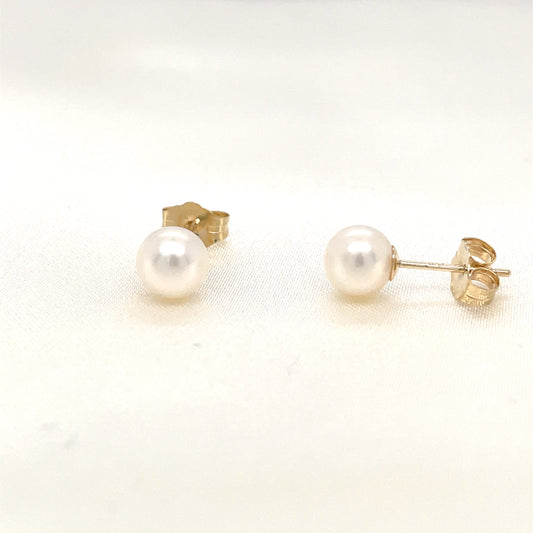 9ct Yellow Gold 5.5-6mm Cultured Pearl Stud Earrings
