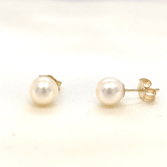9ct Yellow Gold 6.5-7mm Cultured Pearl Stud Earrings