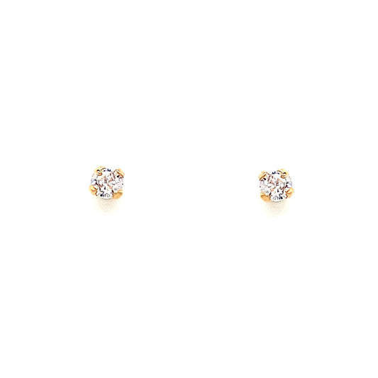 9ct Cubic Zirconia 3mm Petite Solitaire Earring