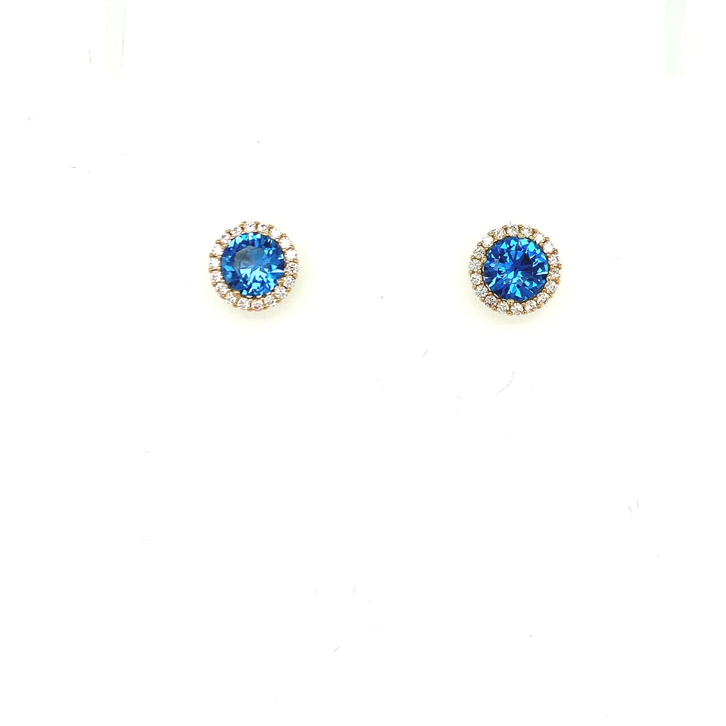 9ct Blue Topaz And Cubic Zirconia Round Cluster Earrings