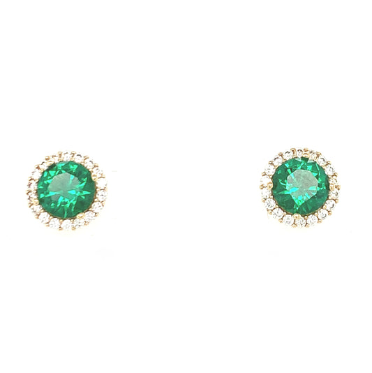 9ct Green And Cubic Zirconia Earrings