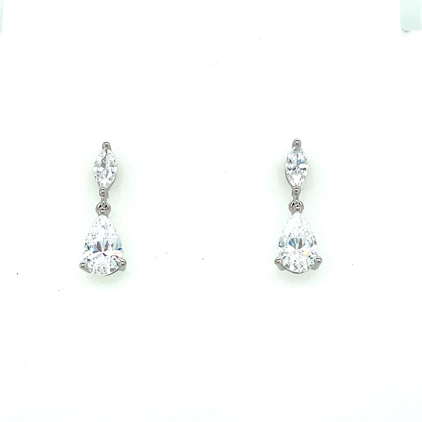 9ct White Gold Cubic Zirconia Drop Earrings