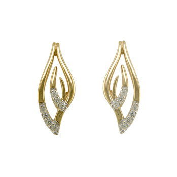 9ct Cubic Zirconia Leaf Drop Earrings