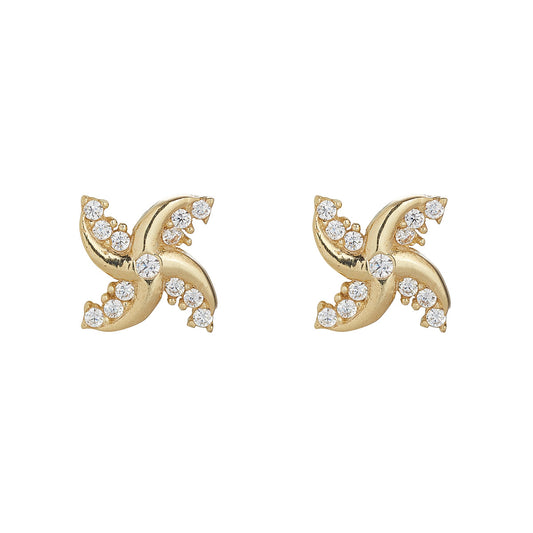 9ctcubic Zirconia Fan Earrings