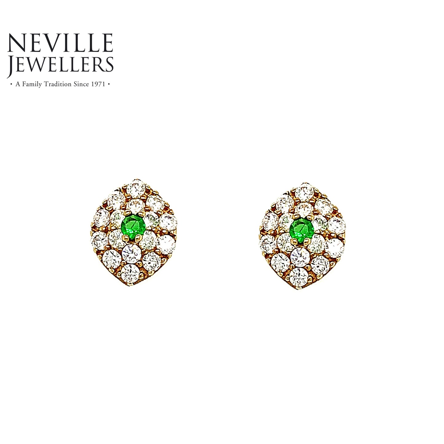 9ct Cubic Zirconia Emerald Stud Earrings