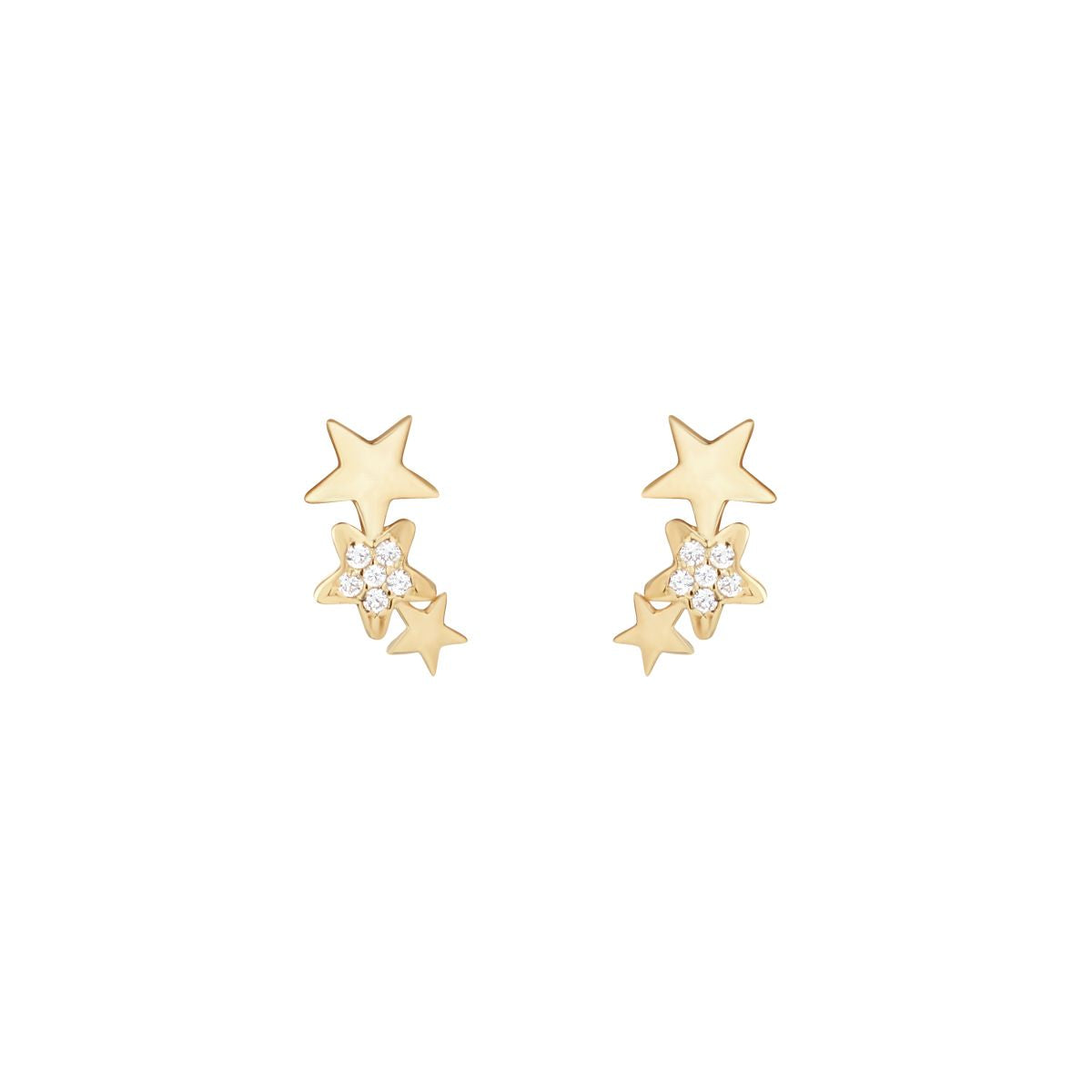 9ct Cubic Zirconia And Plain Star Earring