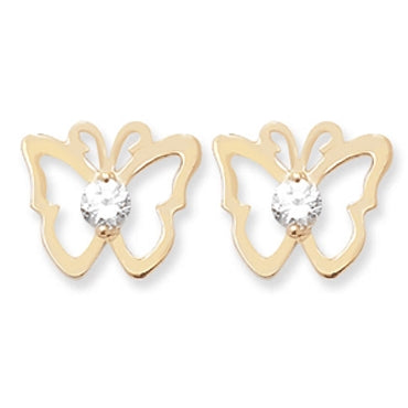 9ct Gold Open Butterfly And Cubic Zirconia Earrings