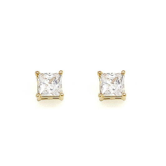 9ct Cubic Zirconia Square 4 Claw Stud Earring