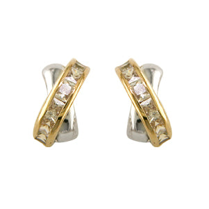 9ct Yellow And White Gold Kiss Earrings