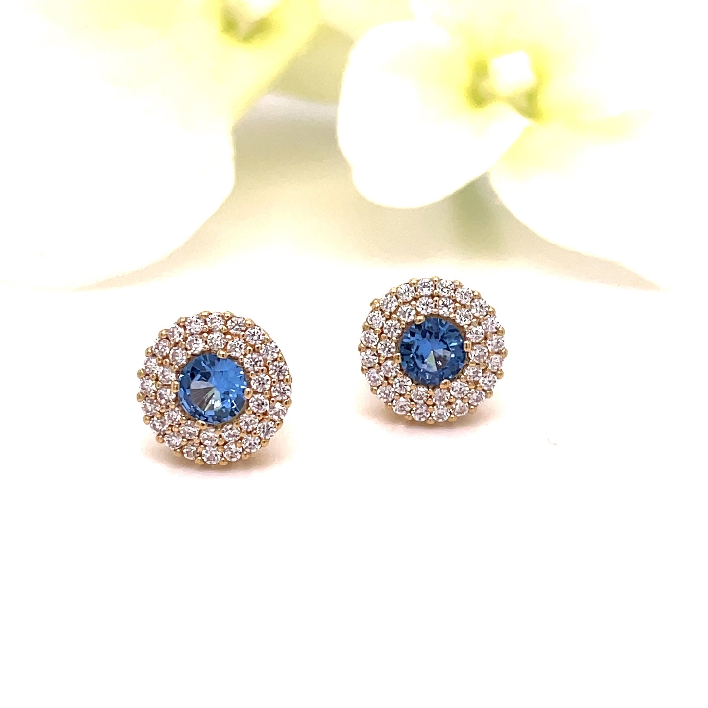 9ct Blue Topaz And Cubic Zirconia Round Cluster Earring