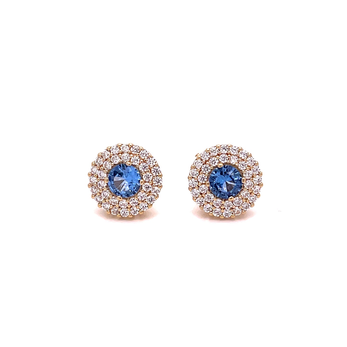 9ct Blue Topaz And Cubic Zirconia Round Cluster Earring