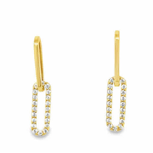 9ct Cubic Zirconia Oval Chain Link Drop Earring