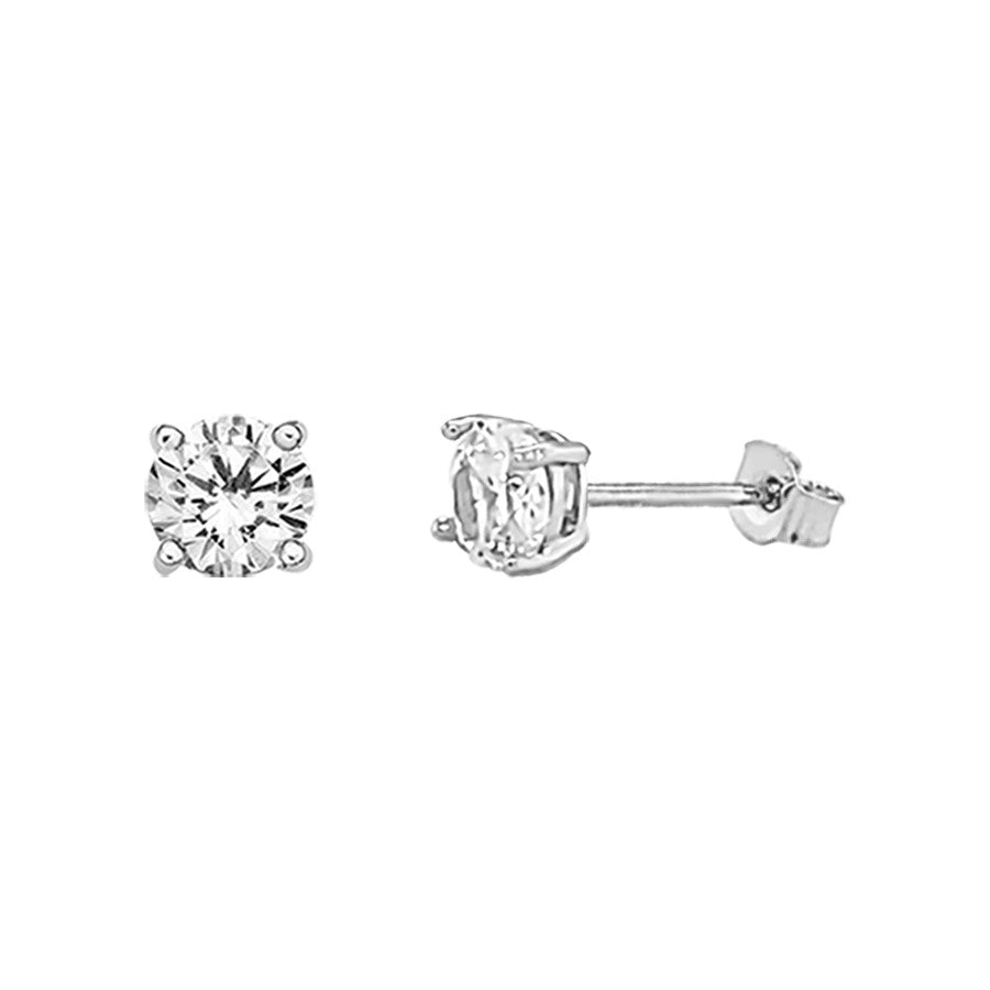 9ct White Gold 4mm Cubic Zirconia Stud Earring