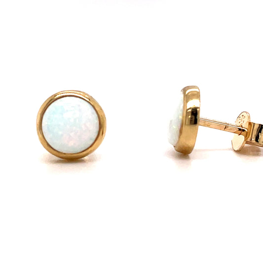 9ct Opal Rubover Stud Earring