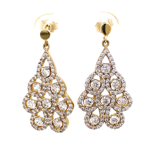 9ct Gold Cubic Zirconia Chandelier Drop Earring