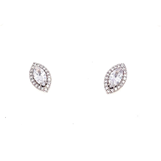9ct White Gold Cubic Zirconia Marquise Cluster Stud Earring