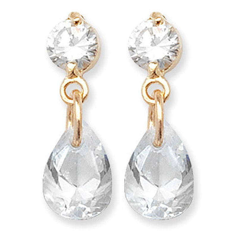 9ct Gold Cubic Zirconia Teardrop Earring