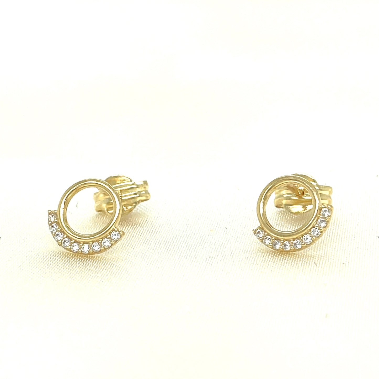 9ct Gold Open Circle Earring With Cubic Zirconia Detail
